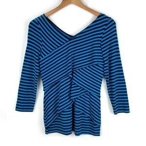 Vince Camuto Blouse Blue & Black Stripe Layered M